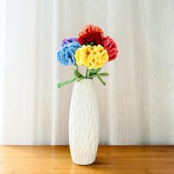 Bó Hoa Cẩm Chướng Len Thủ Công