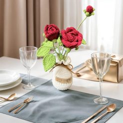 Chậu Hoa Hồng Len Thủ Công Knitwoolvn