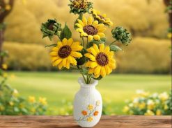 Knitwoolvn Hoa Hướng Dương Móc Tay Trang Trí Nhà Cửa